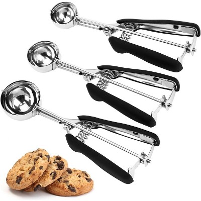 Attop Cookie Scoop Set, 3Pcs Ice Cream Scoop, Cookie Scoops for Baking Set of 3, Cookie Dough Scoop with Non-slip Grip