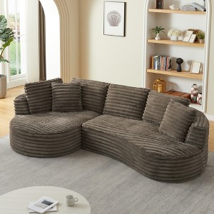 120.9" Oversized Chenille Tufted Curved L-Shaped Modular Sectional Sofa with Left Arm Chaise Lounge, No Assembly Required - 1 of 4