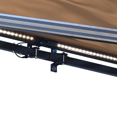 16' x 10' Sand Motorized Patio Awning with LED Lights