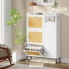 Acekool 3-Tier Shoe Cabinet with Natural Rattan Flip Drawers, Adjustable Shelves & Open Storage, Entryway Organizer in Multiple Finish - 3 of 4