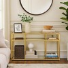 Royal Hampton 3 Tier Sofa Table with Glass Shelves and Metal Frame, Gold - 2 of 4