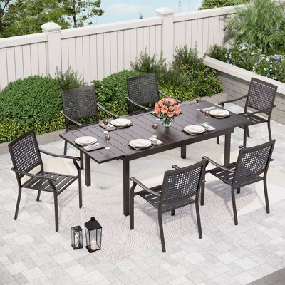 7pc Outdoor Dining Set With Expandable Metal Table - Captiva Designs ...