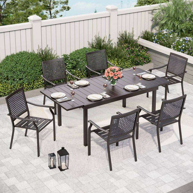 7pc Outdoor Dining Set with Expandable Metal Table - Captiva Designs, 1 of 13