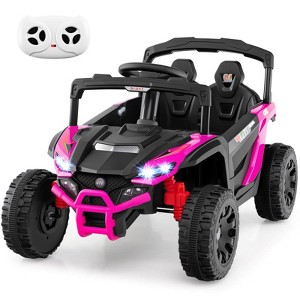 Honeyjoy 12V Kids Ride On Car Battery Powered Electric Remote Control LED Lights Music Black/Red/Rose Red - 1 of 4