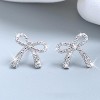 Bow Earrings for Women Trendy Sparkly Rhinestone Chain Tassel Earrings Bow Pearl Dangle Earrings Prom Wedding Party Dress Jewerly Gifts - 4 of 4