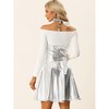 INSPIRE CHIC Women's Metallic Tie Halter Neck High Waist Party A-Line Overalls Dress - 3 of 4