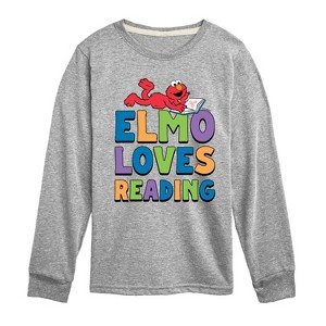 Boys' - Sesame Street - Elmo Loves Reading Long Sleeve Graphic T-Shirt - 1 of 3