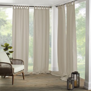 Elrene Matine Solid Tab Top Indoor/Outdoor Single Window Curtain for Patio, Pergola, Porch, Cabana, Deck, Lanai - Elrene Home Fashions - 1 of 4