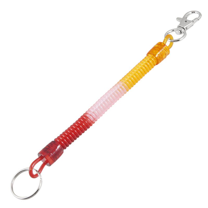 Unique Bargains Spring Coil Keyring Keychain Strap Rope with Lobster Hook Red Pink Orange 4.3" x 0.4" (Not Stretched) 1 Pc, 1 of 2