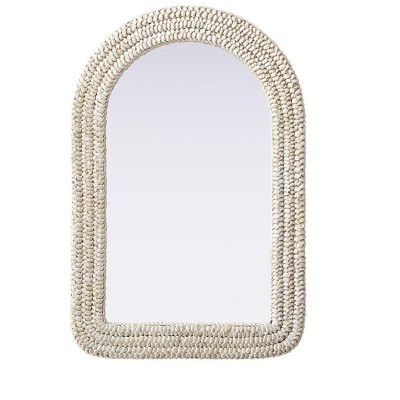 Elegant Lighting Arch Cornhusk Mirror 24x36 in Linen White