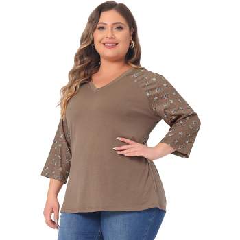 Agnes Orinda Plus Size Shirt for Women Short Sleeve Embroidered Front  Casual 4X