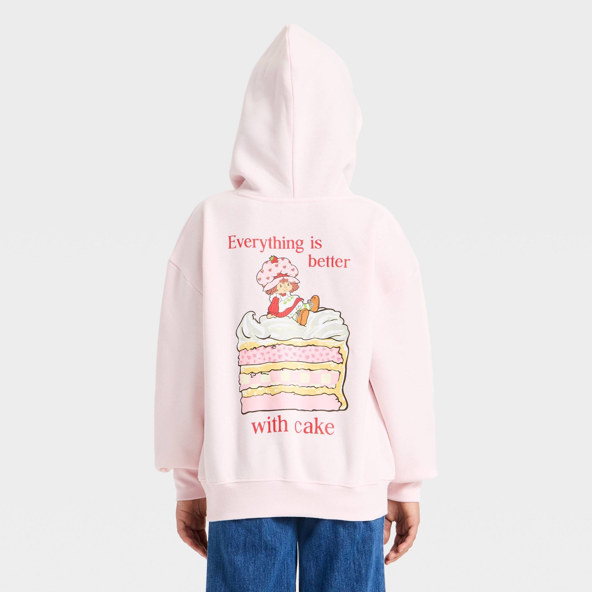Girls' Strawberry Shortcake Front and Back Graphic Hoodie Pullover Sweatshirt - Pink S