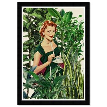 15" x 21" Retro Vintage Plant Lady Framed Wall Art Print Green - Wynwood Studio