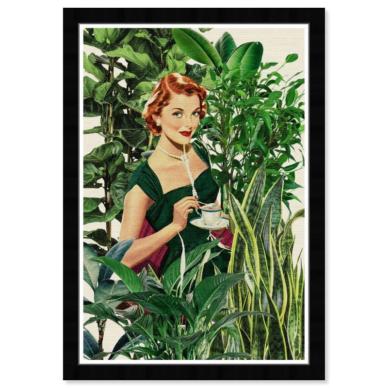 15&#34; x 21&#34; Retro Vintage Plant Lady Framed Wall Art Print Green - Wynwood Studio, 1 of 8