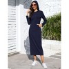 Women Hoodie Dress Stripe Long Sleeve Casual Pullover Slim Sweatshirt Maxi Dresses with Pocket - 3 of 4