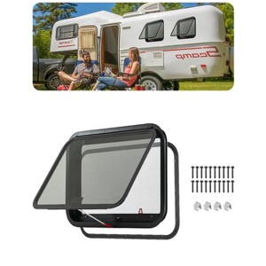 VEVOR RV Exit Window, 30" W x 20" H Tinted RV Window with Net Screen and Trim Ring, Fit for 1 1/4" - 1 13/16" Thickness Wall, Black - 1 of 4