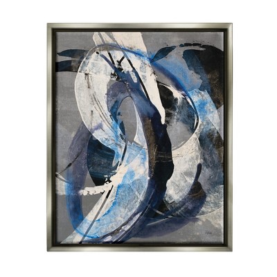 Stupell Industries Aquatic Themed Fluid Abstraction White Blue Paint Swirls