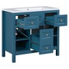 NicBex 36" Bathroom Storage Cabinet with Sink, Bathroom Vanity, 3 Drawers and 2 Spacious Open Cabinet Shelves for Bathroom, Blue - 4 of 4