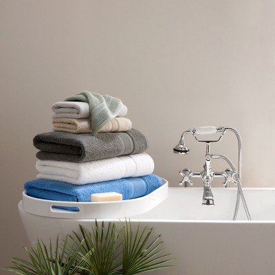 Oversized Blue Turkish Cotton Bath Towels Set of 2
