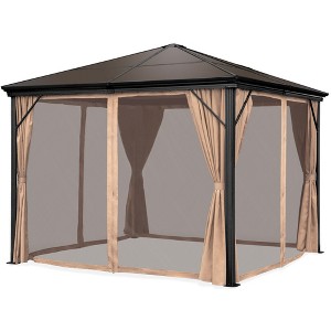 Best Choice Products 10x10ft Hardtop Gazebo, Outdoor Aluminum Canopy for Backyard, Garden w/ Side Curtains, Netting - 1 of 4