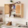 Tangkula Bathroom Wall Cabinet with Adjustable Shelves Open Cube 2 PE Rattan Doors for Over Toilet Wall Mounted Medicine Cabinet Natural - 2 of 4