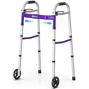 Narrow Folding Walkers for Seniors,Aluminum Lightweight Walkers with Wheels, Adjustable Width and Height Front Wheel Walker for Elderly and Disabled - 1 of 4