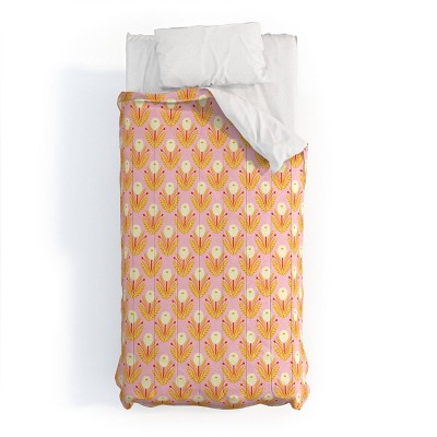 Deny Designs Maritza Lisa Happy White Dahlias Pattern Comforter and Sham Set