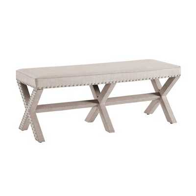 Upholstered X Base Bed Bench Beige - HomeFare