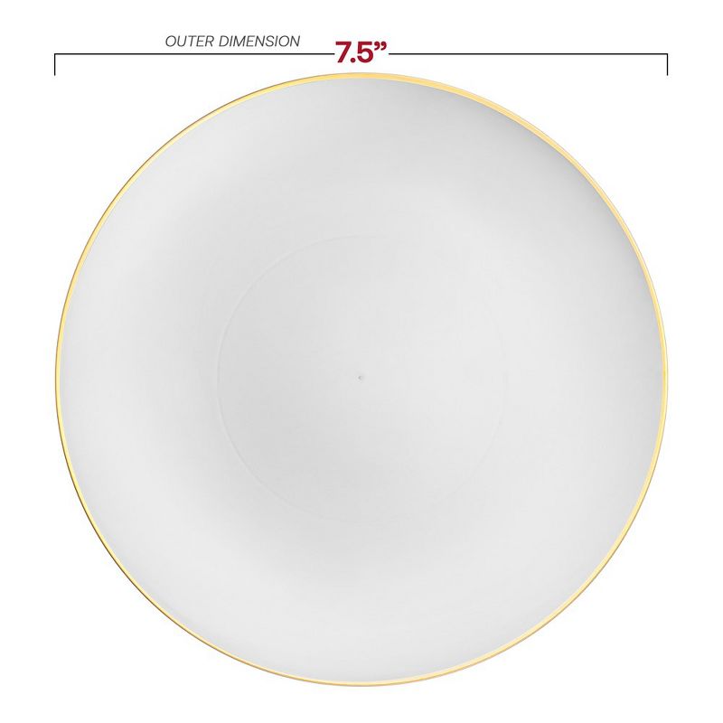 Smarty Had A Party 7.5" White with Gold Rim Organic Round Disposable Plastic Appetizer/Salad Plates (120 Plates), 2 of 7