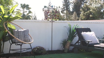 71" Multicolor Iron Orbital Wind Spinner Garden Stake