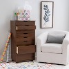 Linon Cary Walnut Eight Drawer Plus Roll Cart - 3 of 4