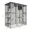 Large Outdoor Wooden Cat House with Metal Mesh, 6 Platforms and 2 Resting Boxes, Cat Enclosure for Patio or Backyard – The Pop Home - 4 of 4