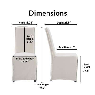 Ivory Linen Upholstered High Back Parsons Side Chair Set