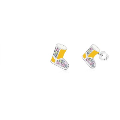 Chanteur Hypoallergenic Kids Jewelry Accessories Boots Yellow CZ White Gold Palladium Plating Stud Earrings Surgical Titanium Posts