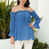 Anna-Kaci Women's Semi Sheer Boho Off The Shoulder Layering Top for Casual Looks - 2 of 4