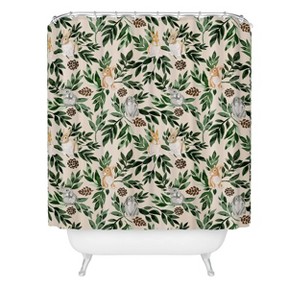 Deny Designs Marta Barragan Camarasa Rabbits in the Green Forest Shower Curtain: Woven Polyester, Buttonhole Top - 1 of 2