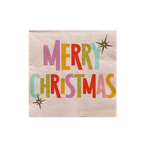 Jollity & Co. - Merry Christmas Cocktail Napkins - Pack of 20 Paper Napkins - 1 of 3