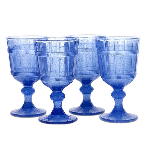 EAST CREEK | Colored Glass Goblets | Drinking Glasses Set of 6 | 8.5 oz  Embossed Design