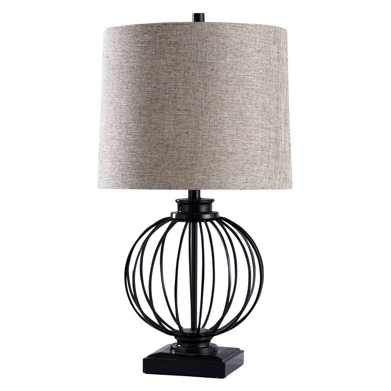 Audrey Metal Ball Cage Table Lamp Black Finish with Round Hardback Shade - StyleCraft, 5 of 6