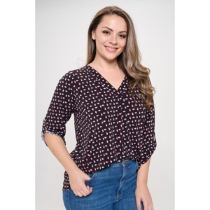 WEST K Women's Hollie Plus Size Roll-tab Sleeve Blouse - 1 of 4