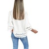 Coolmee Women's 3/4 Bell Sleeve Button Down Shirts Casual Ruffle Hem Tops Eyelet Blouse - 3 of 3