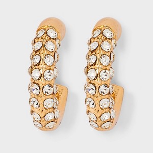 Mini Pave Hoop Earrings - A New Day™ Clear/Gold: Nickel-Free, Post Closure, 0.7" Length - 1 of 3