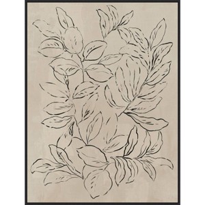 32" x 42" Outlined Leaves II by Asia Jensen Framed Canvas Wall Art Print - Amanti Art: Modern Botanical Lithograph - 1 of 4