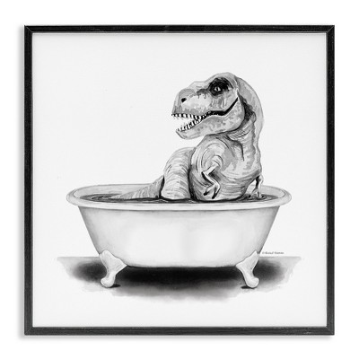 Stupell Industries Funny T-Rex Bathtub Washroom, 24" x 24"