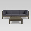 Brava 4pc Acacia Modular Sofa and Table Set: Weather-Resistant, Cross-Back - Christopher Knight Home - 2 of 4