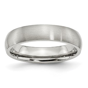 Black Bow Jewelry 5mm Stainless Steel Brushed Domed Comfort Fit Band - 1 of 4