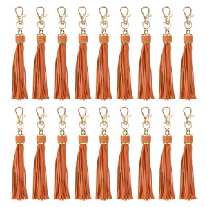 Unique Bargains PU Leather Keychain with Lobster Swivel Crafts Tassels 18 Pcs - 1 of 4