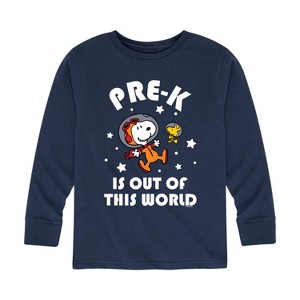 Boys' - Peanuts - Pre K is Out of This World Long Sleeve Graphic T-Shirt - 1 of 4
