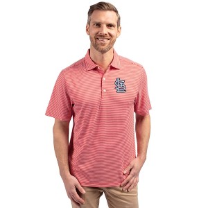 St Louis Cardinals Cutter & Buck Forge Eco Double Stripe Stretch Recycled Mens Polo - Red/White - Medium - 1 of 1