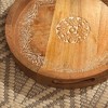 Moda Furnishings Carved Round Wooden Decorative Tray – Natural Wood Serving Platter with Intricate Floral Design - 4 of 4